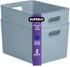 Superio Ribbed Collection - Decorative Plastic Open Storage Bins, X-Large Blue (2 Pack) for Organizing