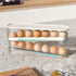 Auto Rolling Fridge Egg Organizer, Space Saving Eggs Dispenser with Lid, Egg Holder for Fridge 2 Pack