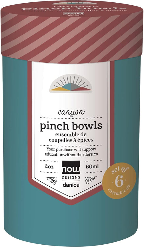 Now Designs Canyon Ceramic Pinch Bowl Set, Set of 6 Soy Sauce Dish, 2 oz