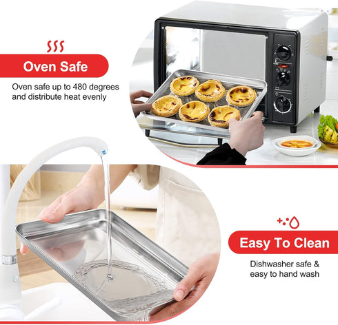 Baking Sheet, Zacfton Stainless Steel Cookie Sheet, 9 x 7 x 1 Inch, Non Toxic & Easy Clean