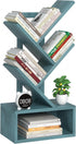 SHEEPAM Small Tree Book Shelf,5 Tier Black Tree Bookshelf,Blue Desktop Bookcase,Modern Desk