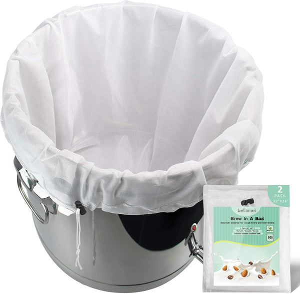 Brew Bags Reusable 2 Pack, 250 Micron Fine Mesh Bag for Fruit Cider Apple Grape Wine Press Drawstring Straining Brew in