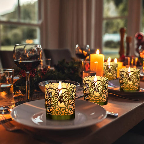 LOVEINUSA 48pcs Votive Candle Holders Wraps, Gold Tea Light Candle Fairy Home Decoration (No Bottom)