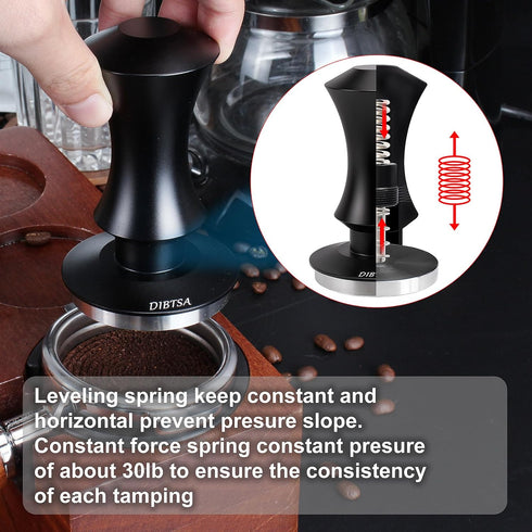 Espresso Tamper 51mm, Spring Loaded Coffee Tamper for 51mm Portafilter, Stainless Steel Flat Base