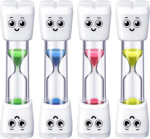 Weewooday 4 Pieces Toothbrush Timer for Kids - 2 Minute Sand Timer for Proper Oral Hygiene (Blue, Pink, Yellow, Green)