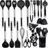 Kitchen Utensils Set | 28 Pcs Silicone Cooking Utensils Set with Holder, Black Stainless Steel Handle Kitchen Gadgets