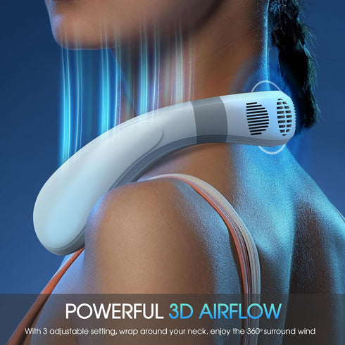Neck Fan with Cooling Plate, 4400mAh Rechargeable Battery Operated, Cooling Neck Air Conditioner for Women and Men