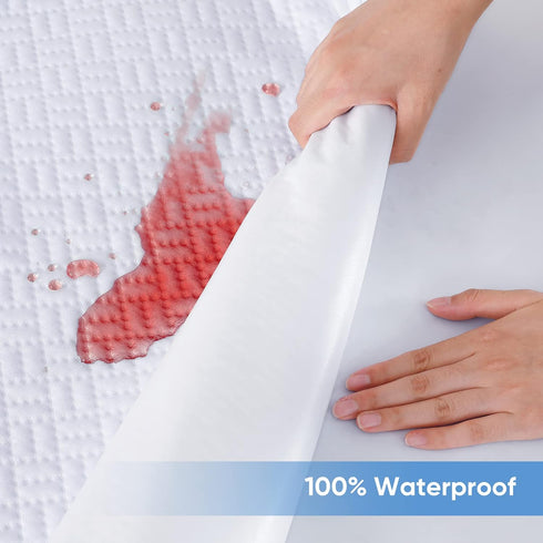 Hanherry Queen Size 100% Waterproof Mattress Protector, 3D Air Fabric Cooling Cover, Deep Pocket