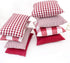 Set of 4 Throw Pillow Covers, Decorative Cotton Linen Cushion Covers, Geometric Stripe Tartan Checkered, Red (18x18")