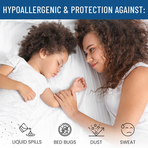 Waterproof Pillow Protector Queen (2-Pack) - Hypoallergenic, Dust Mite & Bed Bug Proof Allergy Pillow Covers