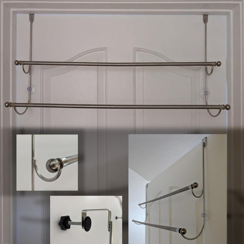 Insieme Extra Wide Over The Door Towel Rack - Two Tier Towel Hanger for 36 inch Door or Shower Wall