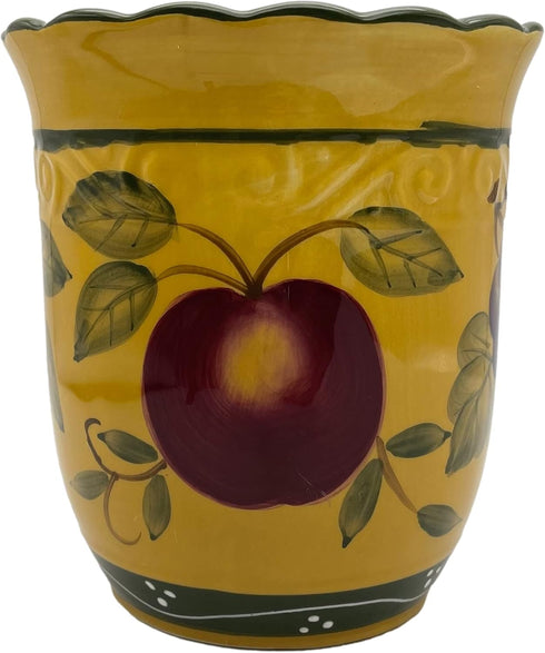 ACK Tuscany Mixed Fruit Hand Painted Ceramic Utensil Holder, Model 88439