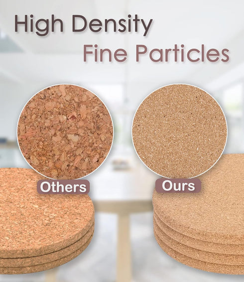 Cork Trivet - 6 Pcs High Density Thick Cork for Hot Dishes, 10 Inch Heat Resistant Multifunctional Coaster