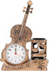 Garneck Violin Pen Pencil Holder, Wooden Stationery Iron Organizer for Desk, Child Plastic Accessories