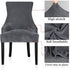 Lellen Velvet Stretch Wingback Chair Cover Slipcover - Reusable Protector Cover for Dining Room (Charcoal Grey, 1PC)