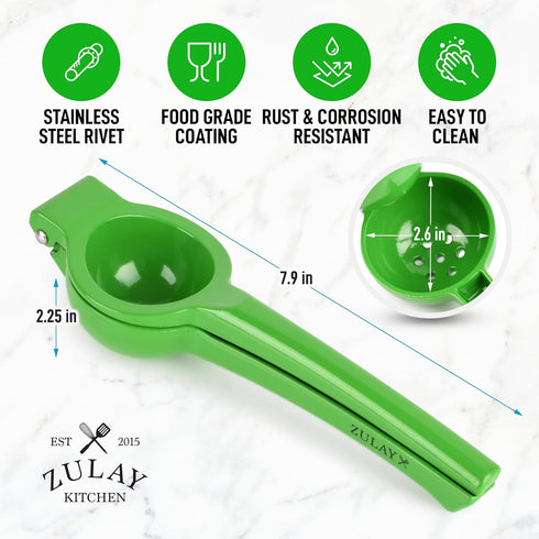 Zulay Metal Lime Squeezer Heavy-Duty Citrus Juicer for Maximum Juice Extraction Easy Manual Press for Limes & Lemons