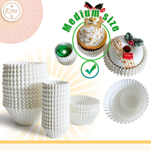 qiqee 1000pcs White Cupcake Liners, Muffin Liners, Food Grade Baking Cups, Standard Size