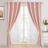Grommet 52" 84", 2 DWCN Layered Curtains Blackout and Sheer Curtains with Tiebacks Top Window Curtain Panels for Living