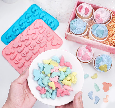 Gummy Webake Baby Feet Mold Baby Onesie Baby Bottle Pacifier Molds, Bite Size Silicone Chocolate Candy Molds Mould