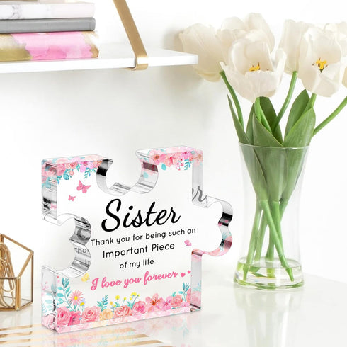 4.73.8 inch, Sister Birthday Gifts, Mothers Day Gifts for Sister - Acrylic Puzzle Piece Plaque Sister Gifts from