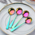 Broth Round Spoon Set, 12-Piece Reusable Stainless Steel Dinner Table Spoons, Rainbow Color for Camping, Ramen