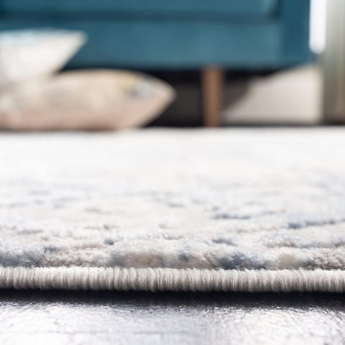 SAFAVIEH Amelia Collection Area Rug - 3' Square, Light Grey & Blue, Modern Trellis Design, Easy Care