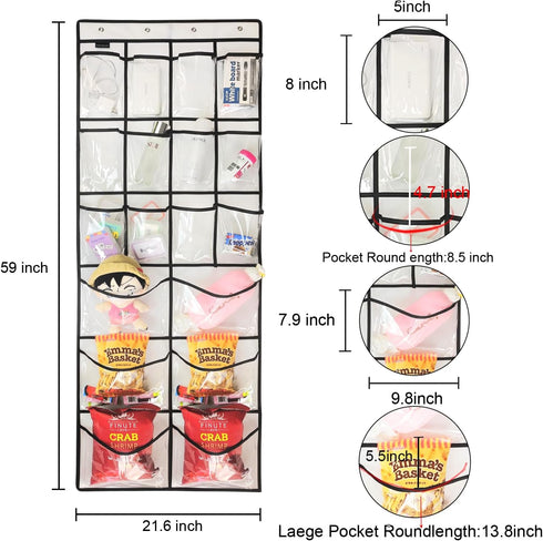 2 Pack Extra Large Hanging Crystal Clear Over Door Shoe Organizers, Closet Shoe Rack with 12+6 Pockets, 8+8 Hooks, White