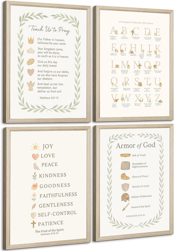 SYYANKK Kids Playroom Wall Art Decor Bible Verse Canvas Poster Abc Alphabet Wall