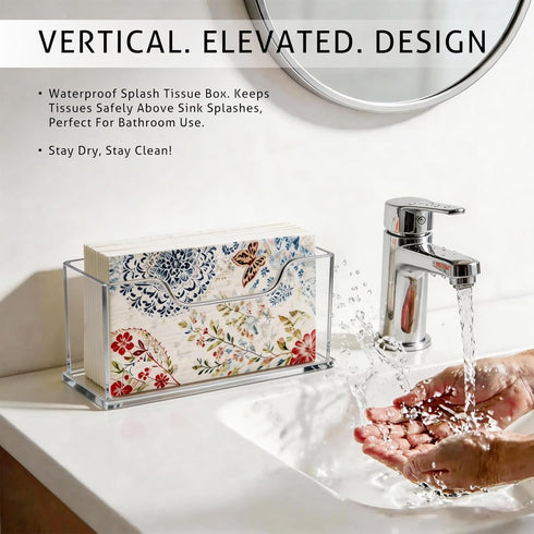 Novacrylion -4mm Acrylic Napkin Holder Clear Thick Waterproof Bathroom Napkin Holder for Paper Towels, Guest Towel