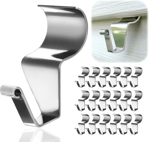 24-Pack Vinyl Siding Hooks Hanger, Heavy Duty Stainless Steel Clips for Outdoor Decor, No-Hole Needed