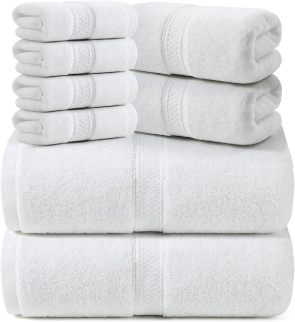 REDKISS Towels 8 Piece Luxury Bath Towel Set, 2 Bath Sheets (35x70
