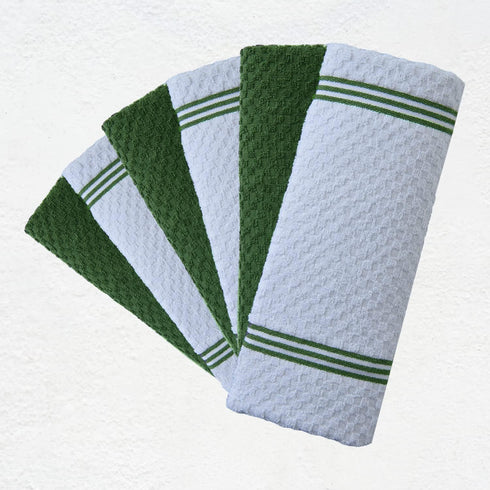 Infinitee Xclusives Premium Kitchen Towels, Pack of 6, 100% Cotton, 15 x 25 Inches Absorbent Dish Towels, Green Dish