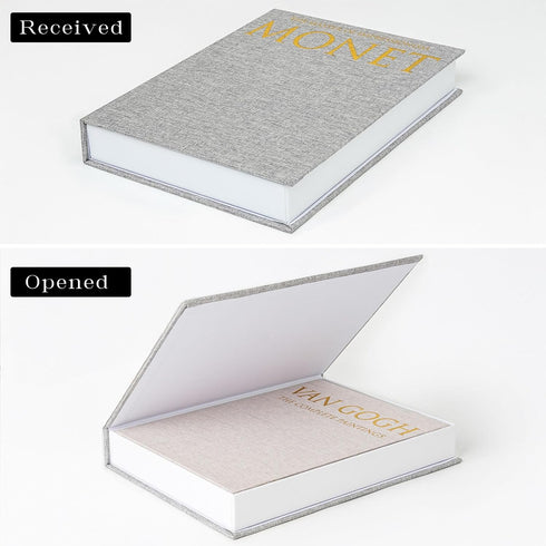 Set 2, Decorative Book Storage Box of Stylish Decorative Books, Linen Faux Book Storage Box for Bookshelf, Coffee