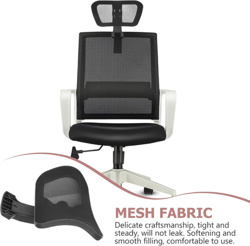 BESPORTBLE Adjustable Office Chair Headrest Attachment, Black Mesh Nylon Frame Universal Head Support Cushion
