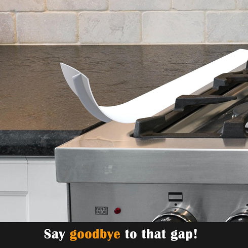 Silicone Stove Counter Gap Cover by Kindga - 21" Easy Clean Gap Filler Set of 2 (White)