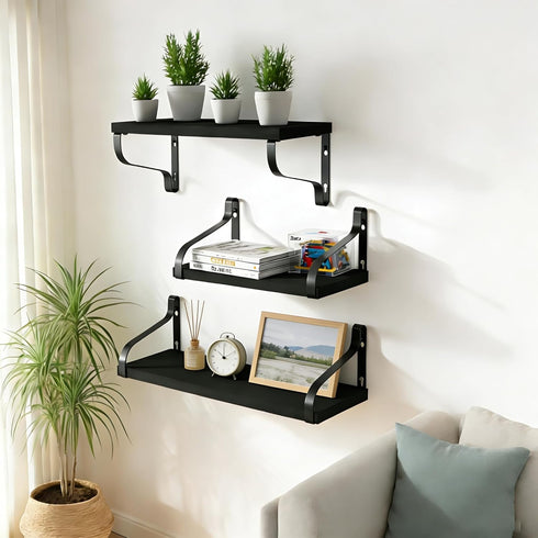 Set 3, Love-KANKEI Floating Shelves Wall Mounted of Large Wood Wall Shelves for Storage, Rustic Shelves for Display