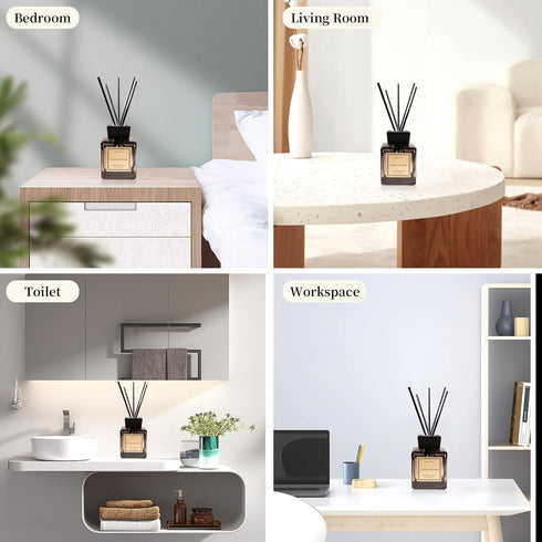 White Musk Cedar Reed Diffuser - 7.04 oz Natural Fragrance Room Scent Diffuser with 5 Sticks