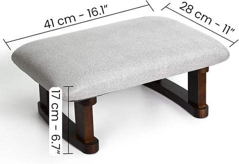 Coolcapis 16.1"(41cm) 6.7"(17cm) Small Footstool Office Under Desk Ottoman Padded Hassock x with Wooden Legs Modern