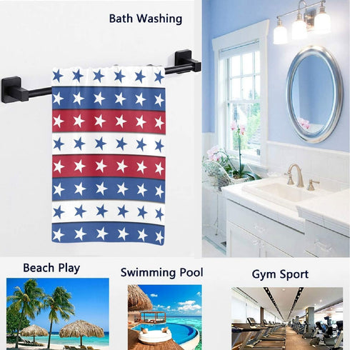 Naanle Stylish Independence Day USA 4th of July Stars Stripes Soft Large Hand Towels for Bathroom, Hotel, Gym (16" x