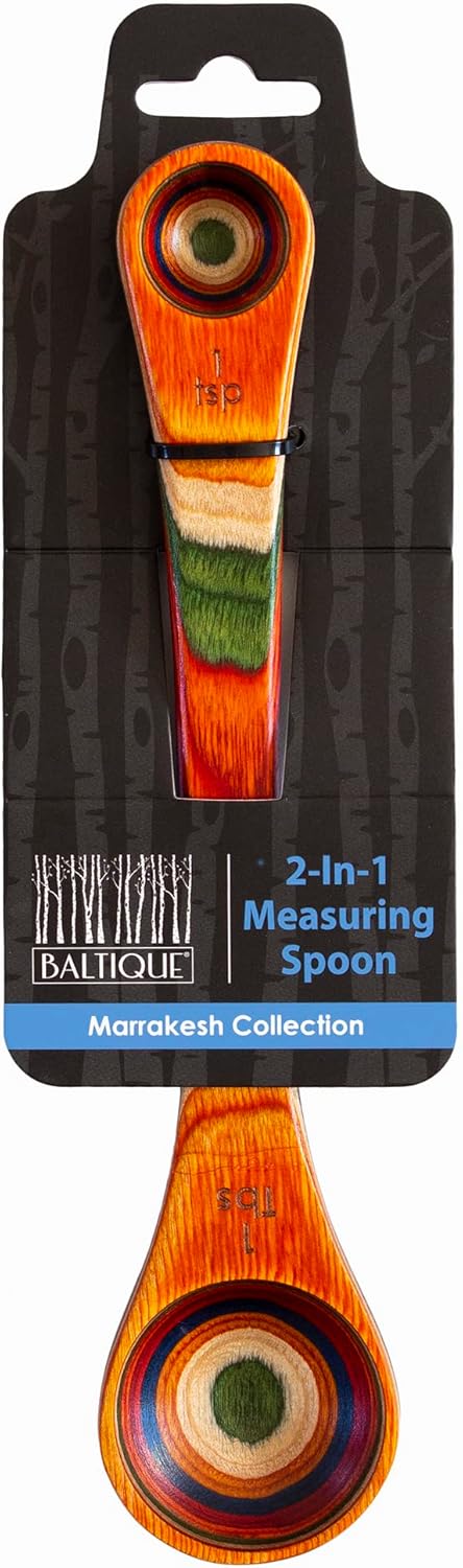 Totally Bamboo Baltique Marrakesh Collection - 2 in 1 Wooden Measuring Spoon with Tablespoon and Teaspoon Measurements