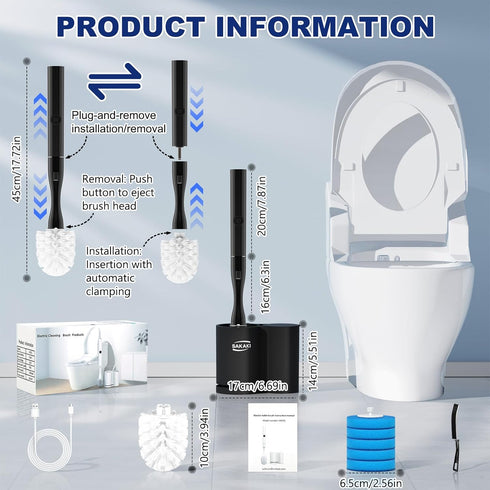 Set Set 5 Electric Toilet Brush and Holder Electric Toilet Bowl Brush Toilet Brush Cleaner with Refills Disposable