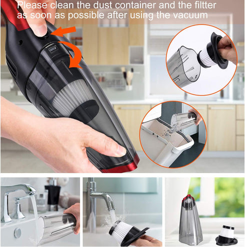 Fityou Handheld Vacuum Cleaner Cordless - Rechargeable (USB Charge), Powerful Suction Cleaner, Portable Hand Vacuum for