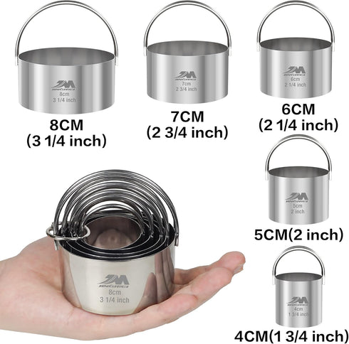Biscuit Cutter Set for baking (5 Pieces/Set), Round Cookies Cutter with Handle, Professional Baking Dough Tools by M JINGMEI
