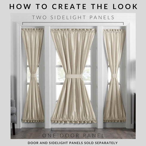 Elrene Home Fashions Colette Faux-Silk Side Door Window Panel - 28 in x 72 in, Ivory
