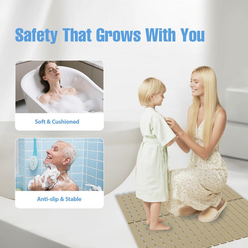 Stall,236 24x24 Inch Shower Mat Non-Slip Bath Mat for Tub and Shower Suction Cups with Drain Holes, Quick Dry Machine