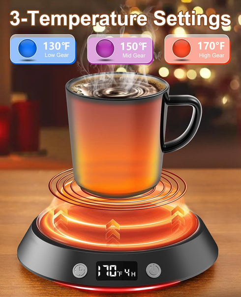 50W 3 Settings 2-9 Kepwam Coffee Mug Warmer - Electric Coffee Warmer for Desk Temp & Timer Smart Cup Warmer for Desk