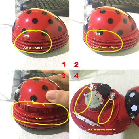 E ECSEM Cute Portable Cartoon Mini Desktop Vacuum Cleaner, Table Dust Crumb Sweeper (Red#002)