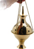 Charcoal Incense Burner Brass Hanging Censer with Chains, 7" High x 3.5" Diameter