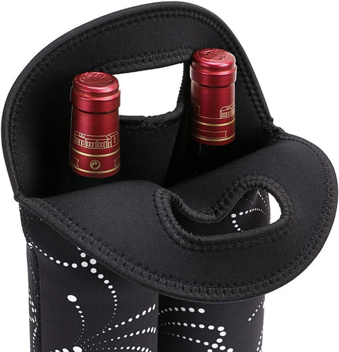 Hipiwe 2-Bottle (2PCS Wine Bottle Tote Insulated Neoprene Wine Cooler Bag Champagne Water Beer Drinks Bottle Protective
