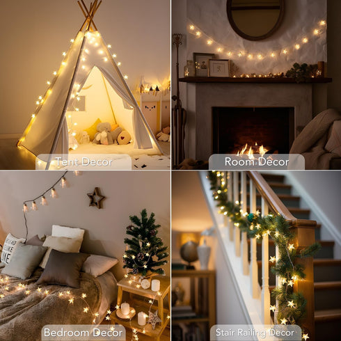 echosari Battery Operated Star String Lights, 158IN with Auto Timer, 8 Modes for Kid Room, Party, Wedding Décor (Warm